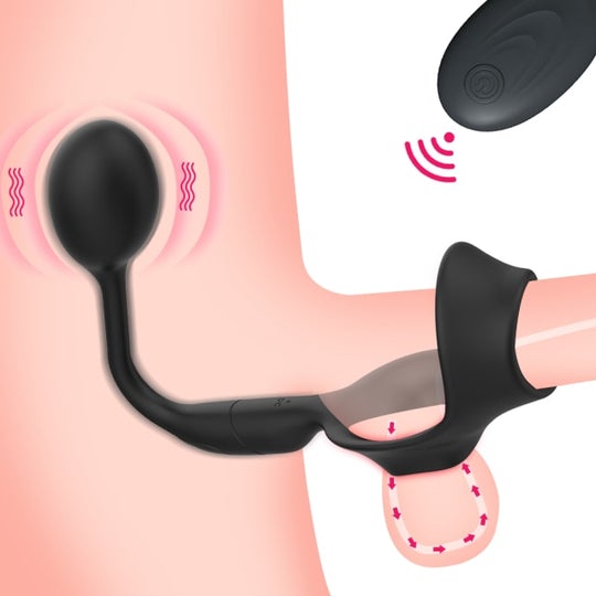 3 In 1 Vibrating Prostate Massager With Cock Ring - Cock Ring product image for intimate wellness and personal care