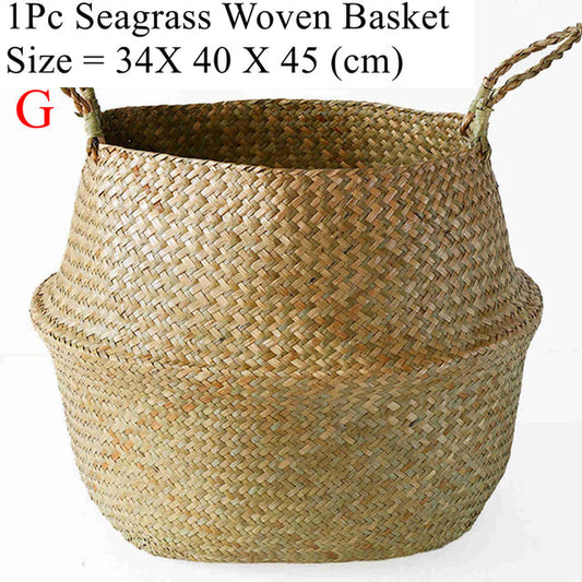 Seagrass Storage Basket Wicker Basket Work Rattan Hanging Planting Flower Pot Laundry Cesta Mimbre Basket Picnic Basket