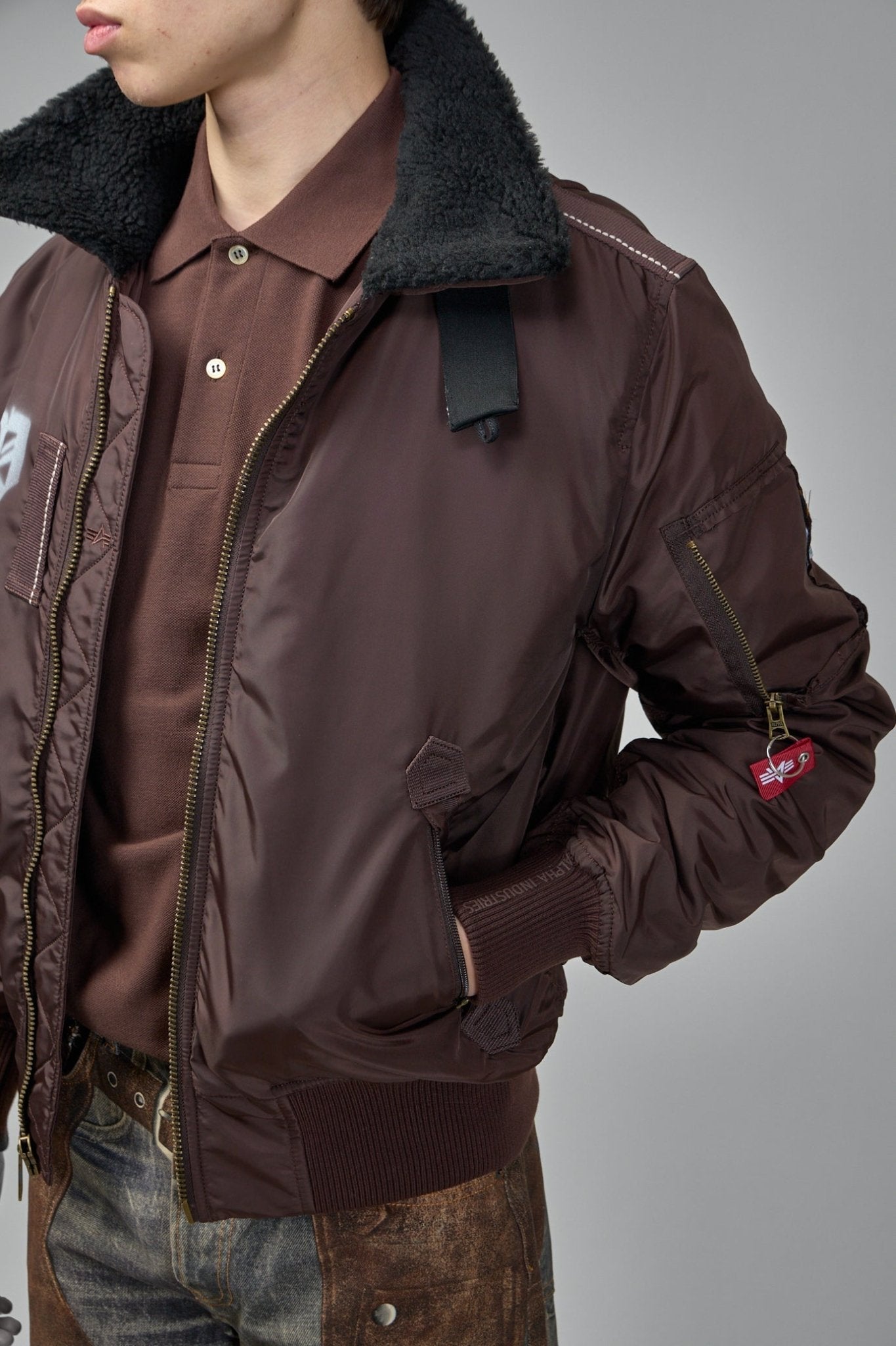 Black Nylon Reversible Bomber Jacket