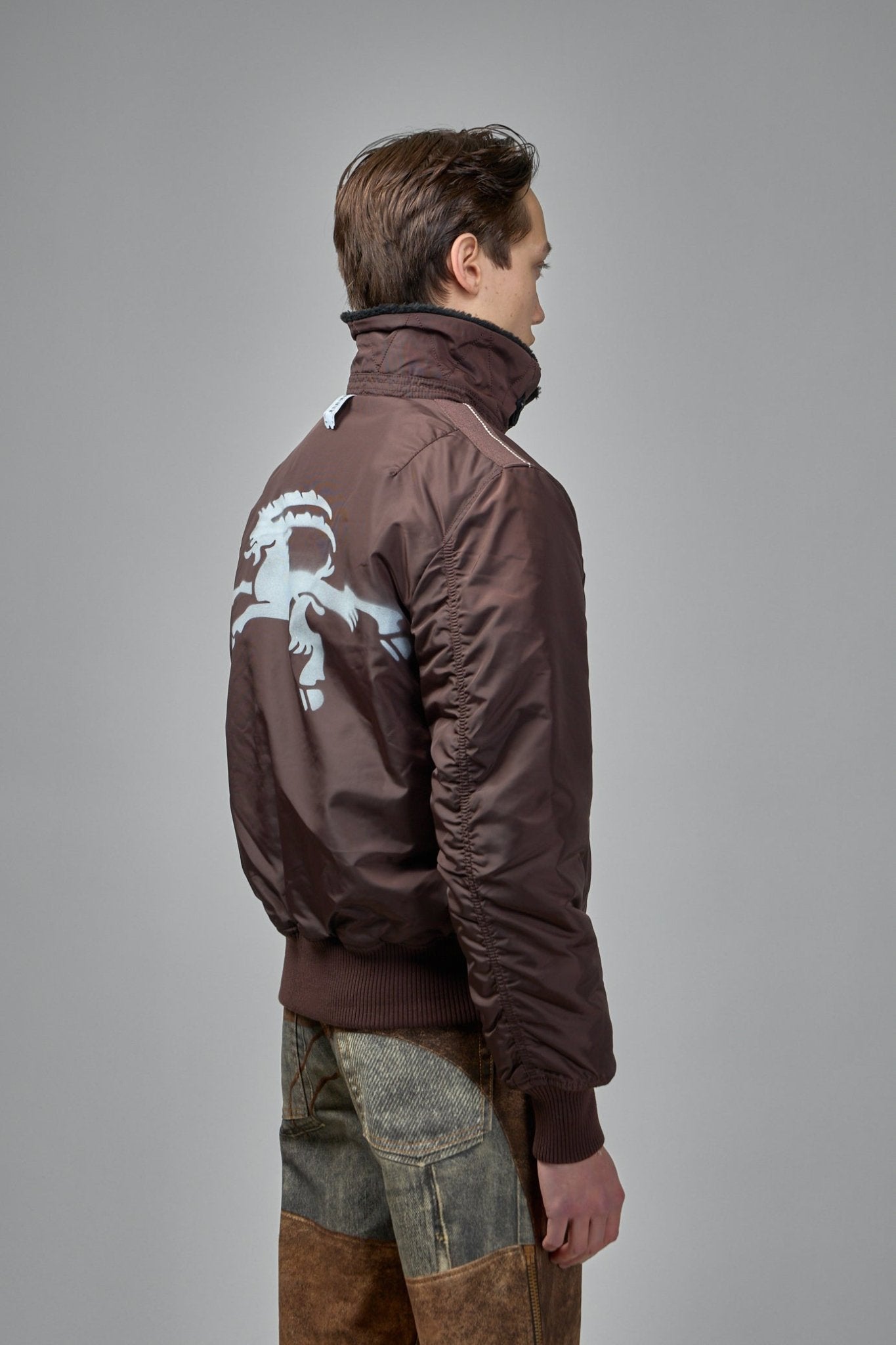 Black Nylon Reversible Bomber Jacket