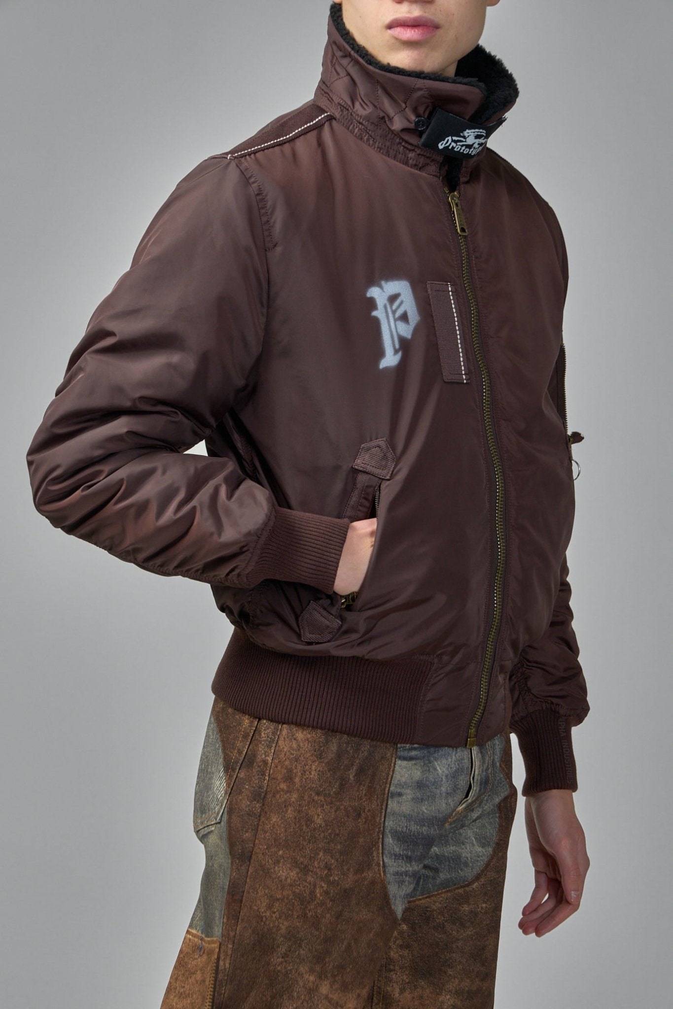 Black Nylon Reversible Bomber Jacket