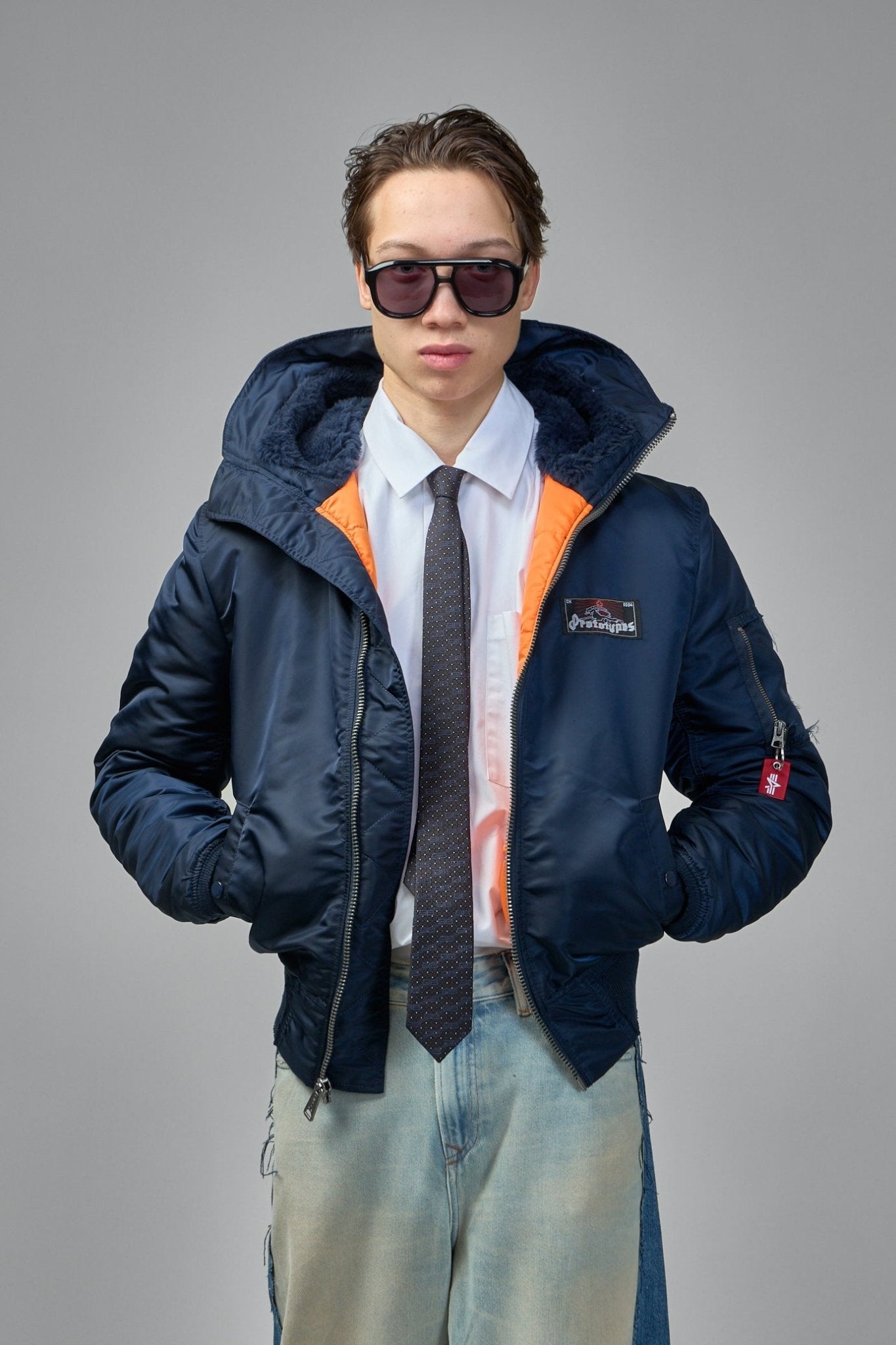 Bomber Jacket with Patch Pockets