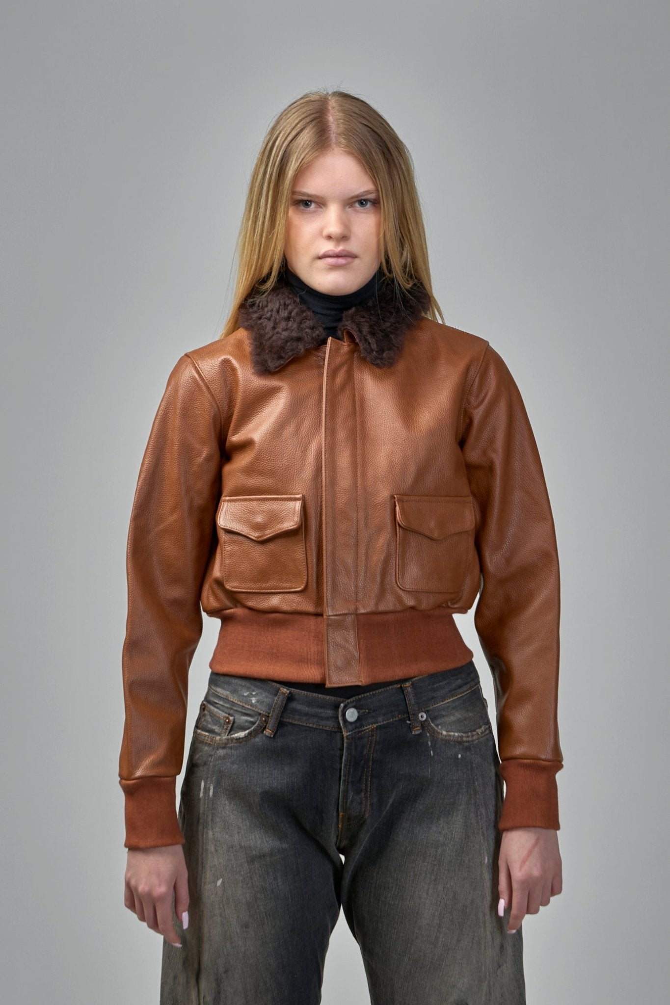 Cropped Shrunken Zip-Up Bomber