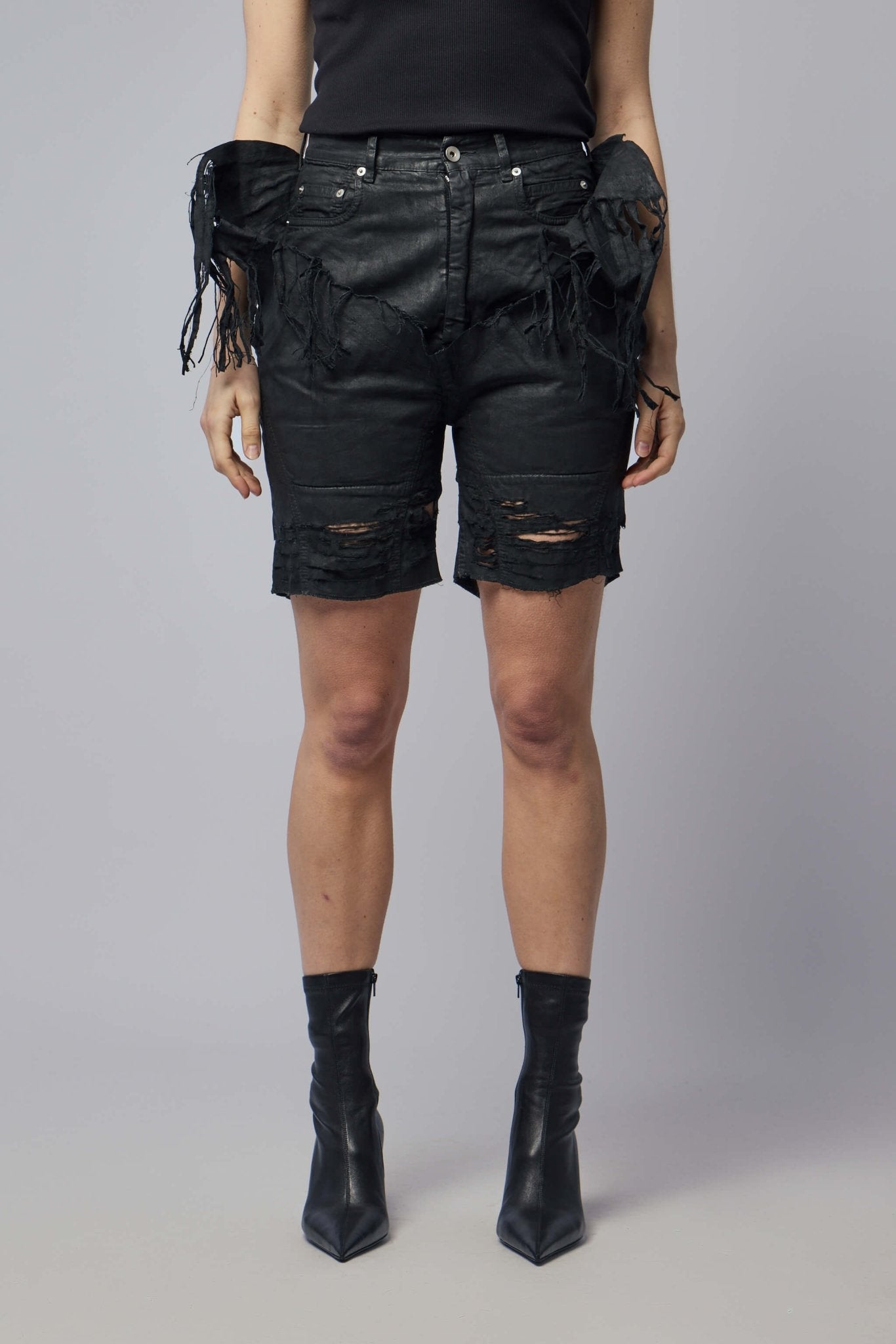 Slivered Tight Cut-off Denim Shorts