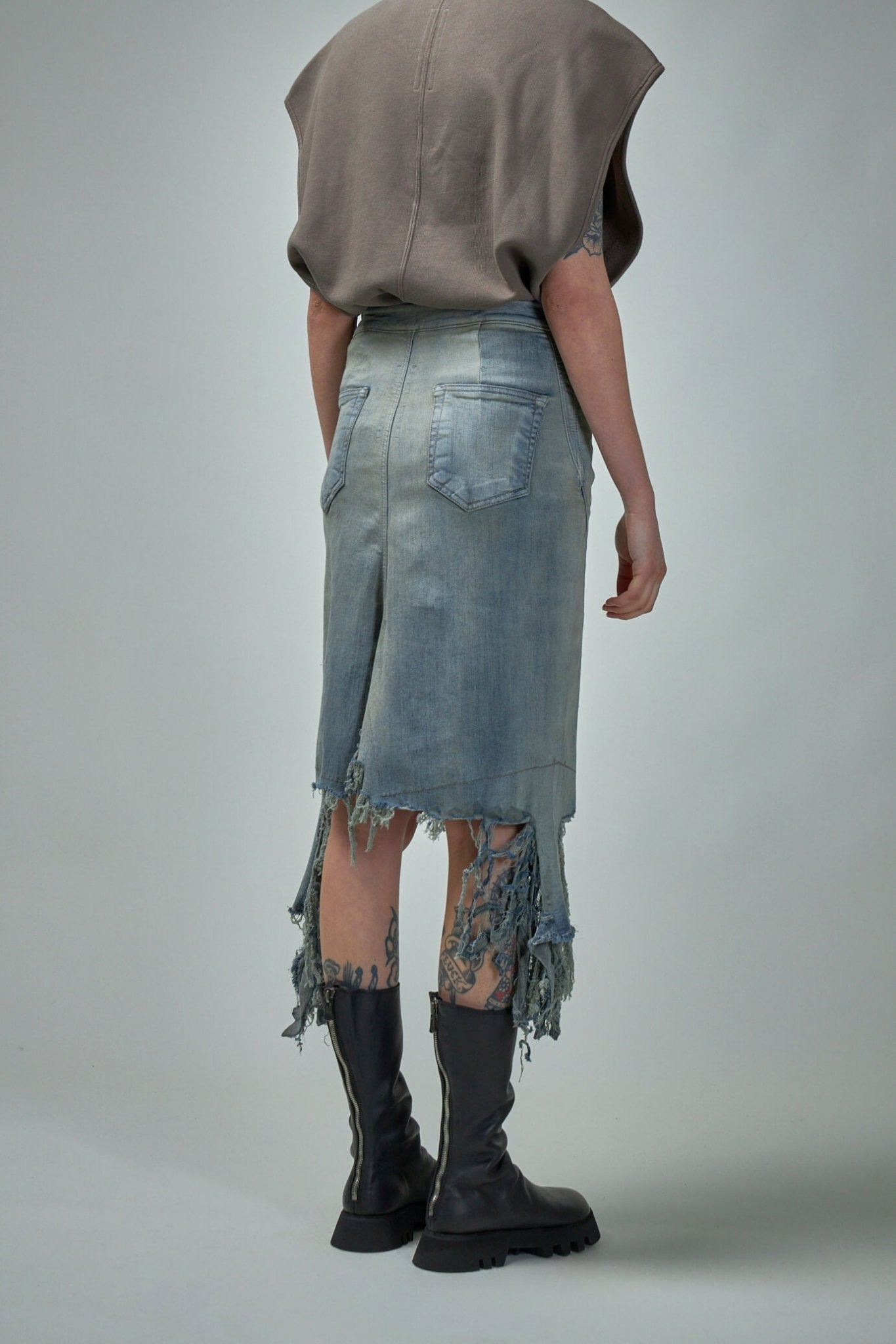 Denim Slivered Skirt
