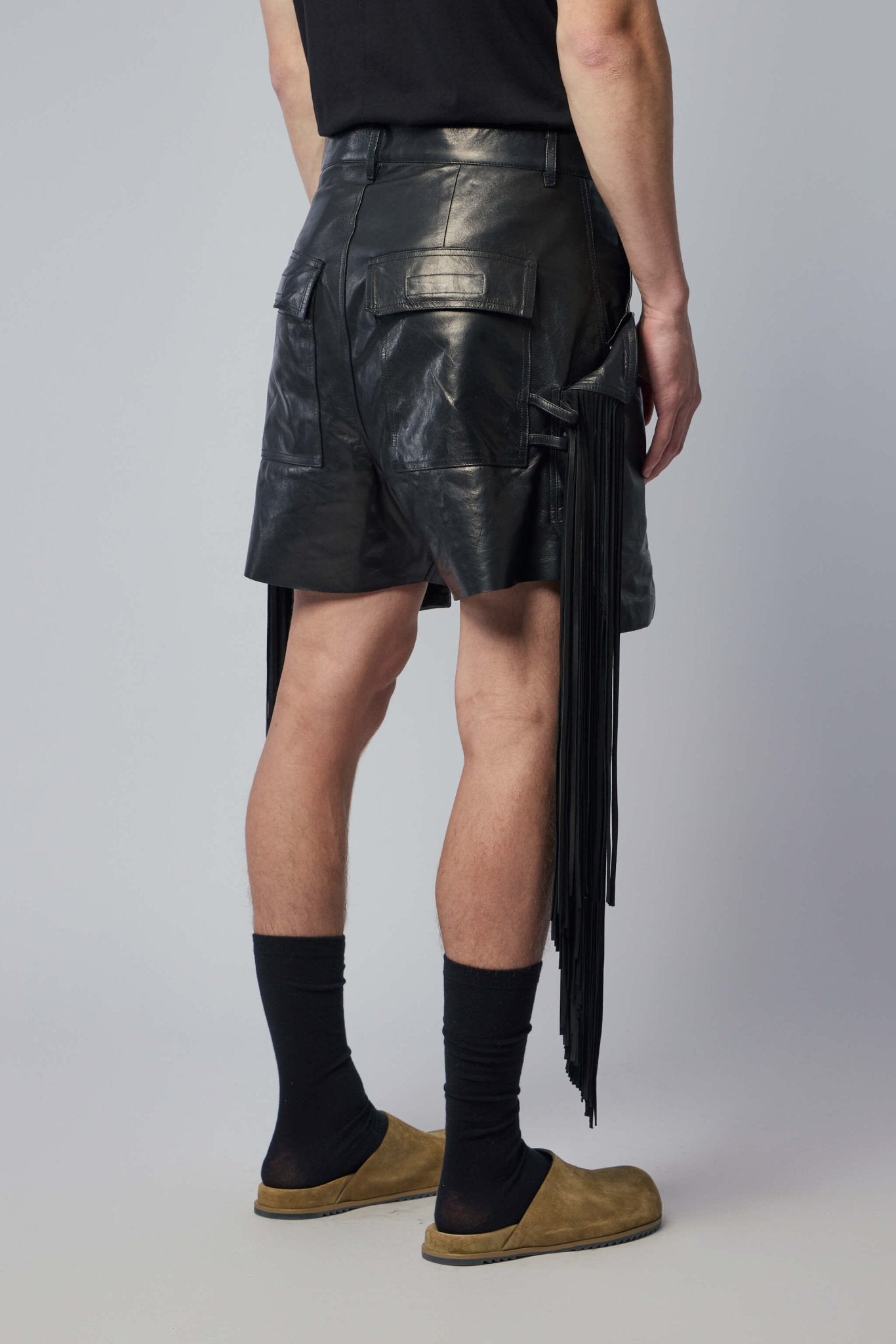 Men's Leather Fringed Shorts