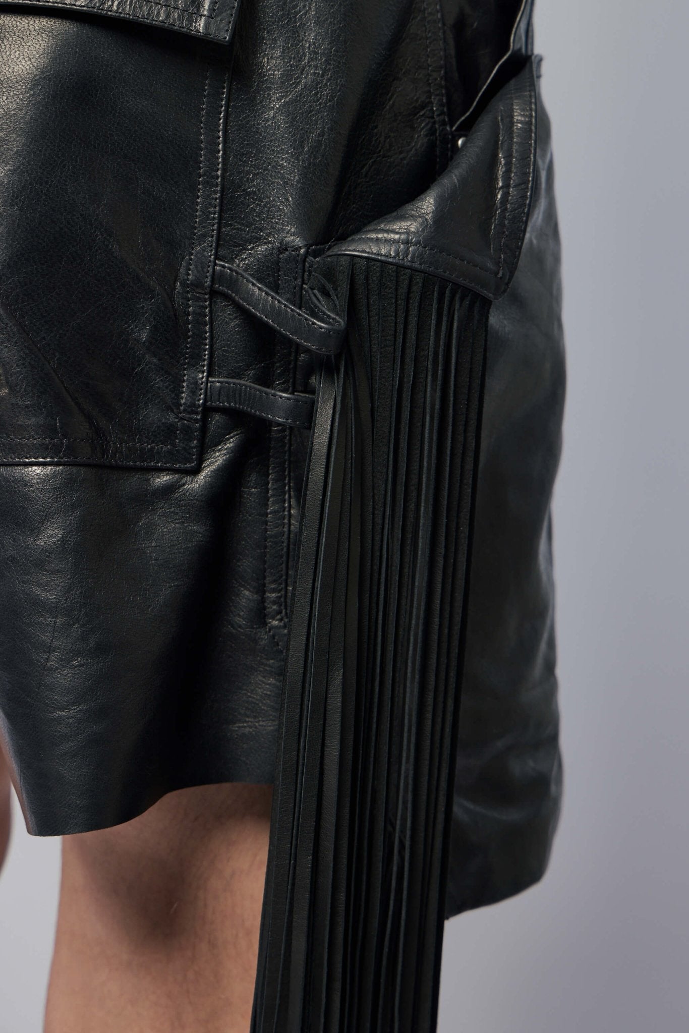 Men's Leather Fringed Shorts
