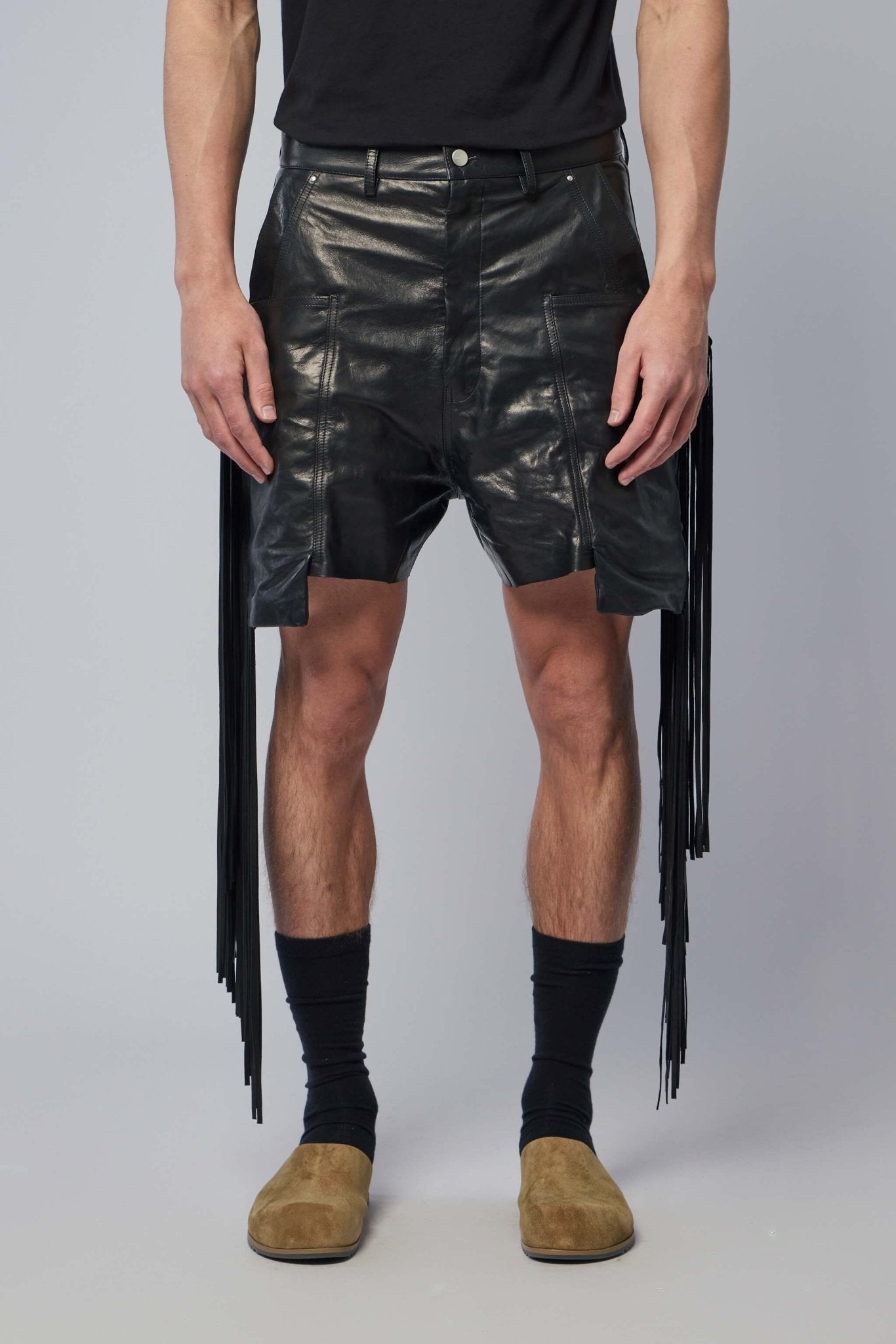 Men's Leather Fringed Shorts