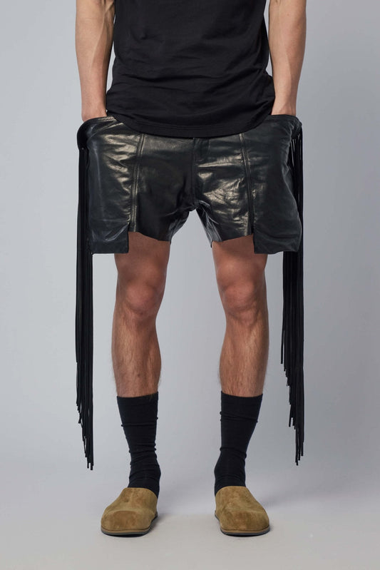 Men's Leather Fringed Shorts