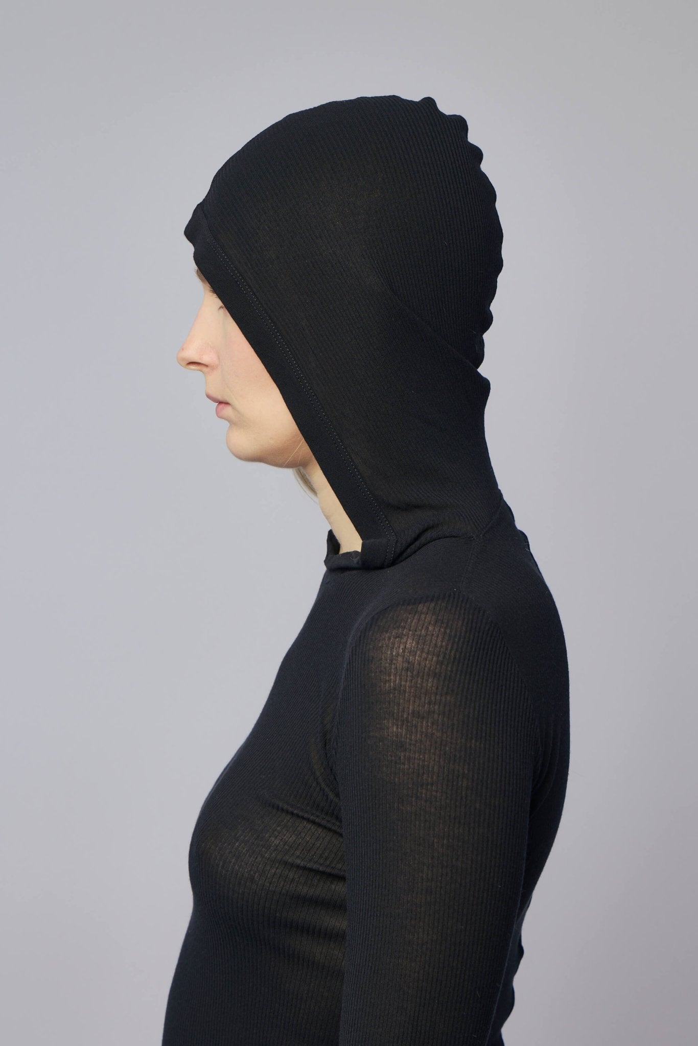 Cropped Hooded Rib Ls T
