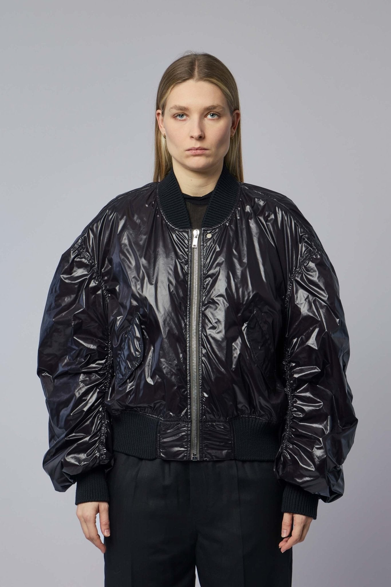 Woven Padded Bomber - Secchia Flight Black