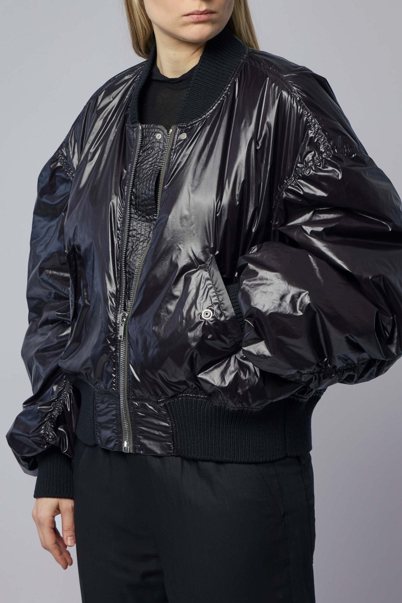 Woven Padded Bomber - Secchia Flight Black