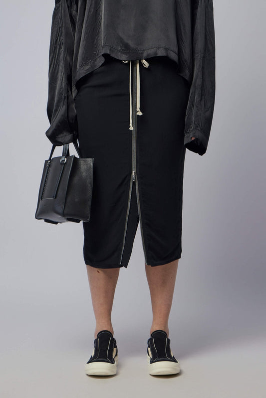 Woven Skirt - Zipped Short Pillar Black