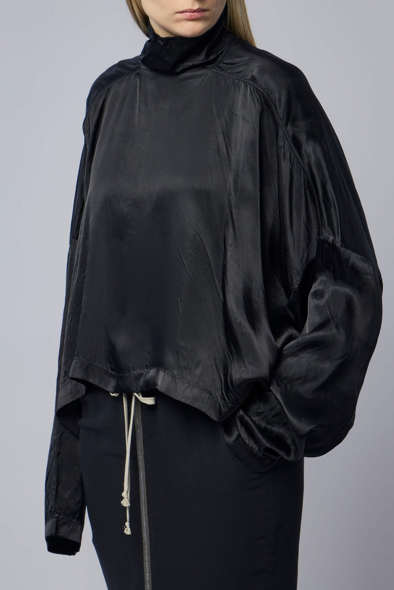 Woven T-shirt - Jumbo Tabard Cropped Top Black