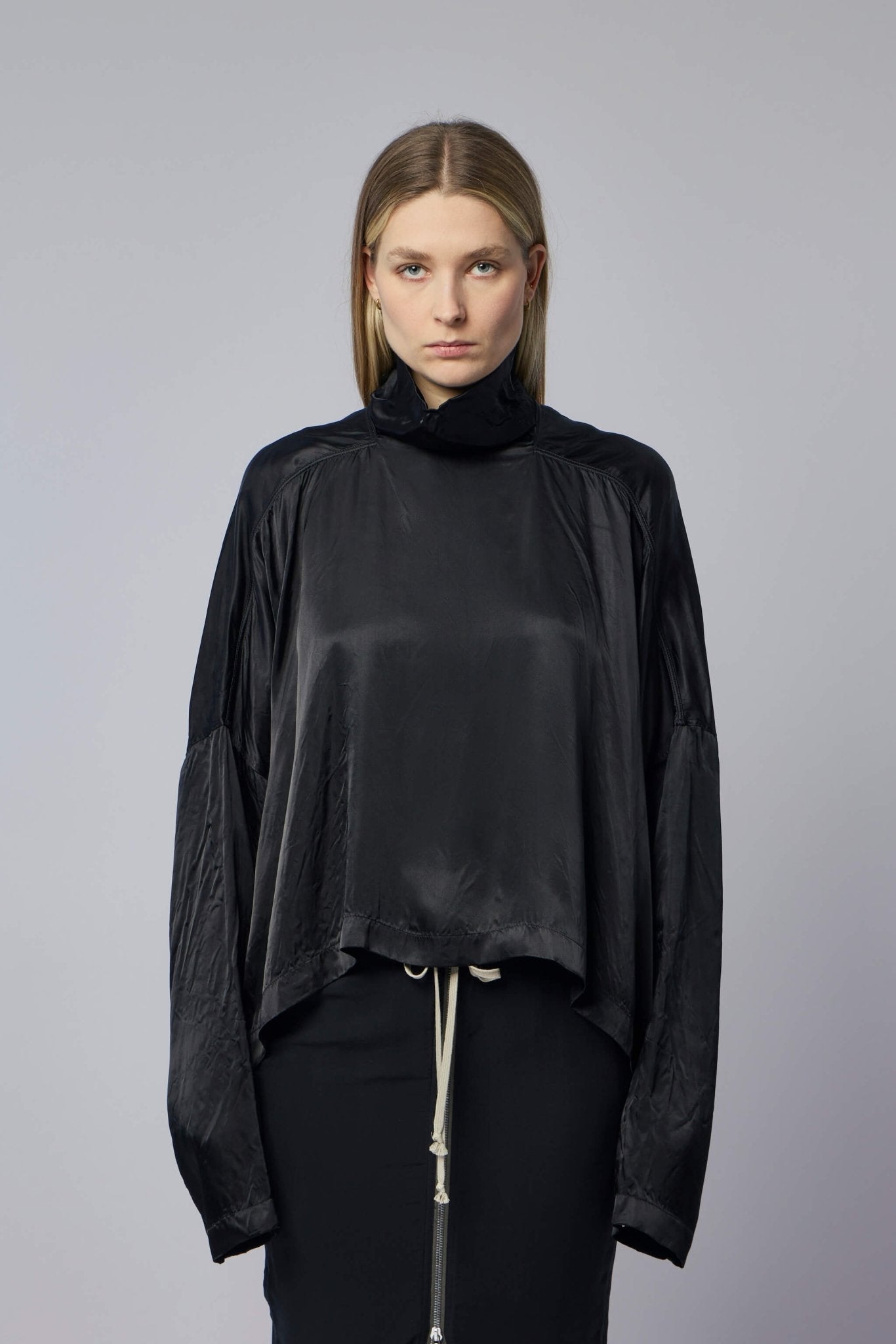 Woven T-shirt - Jumbo Tabard Cropped Top Black