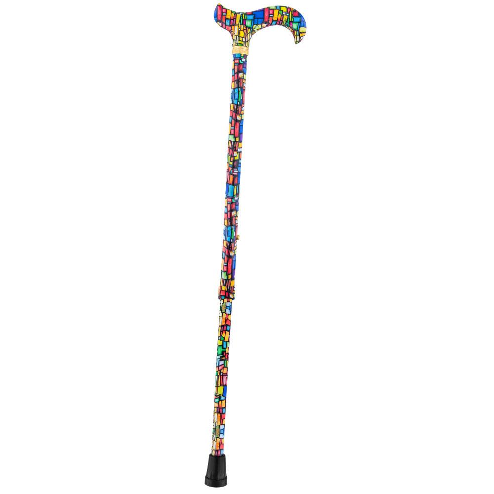 Mosaic Stained: Designer Adjustable Cane w/ Patterned Handle