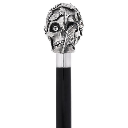 Italian Luxury: Skull & Snakes Cane, Crafted in 925r Silver