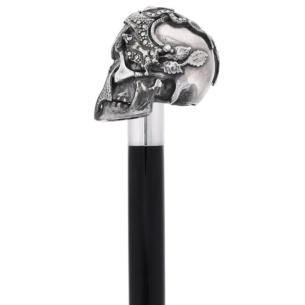 Italian Luxury: Skull & Snakes Cane, Crafted in 925r Silver