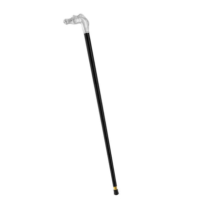 Silver 925r Horse Walking Cane with Black Beechwood Shaft and Collar