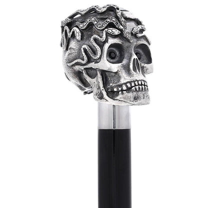 Italian Luxury: Skull & Snakes with Crystal Eyes, 925r Silver