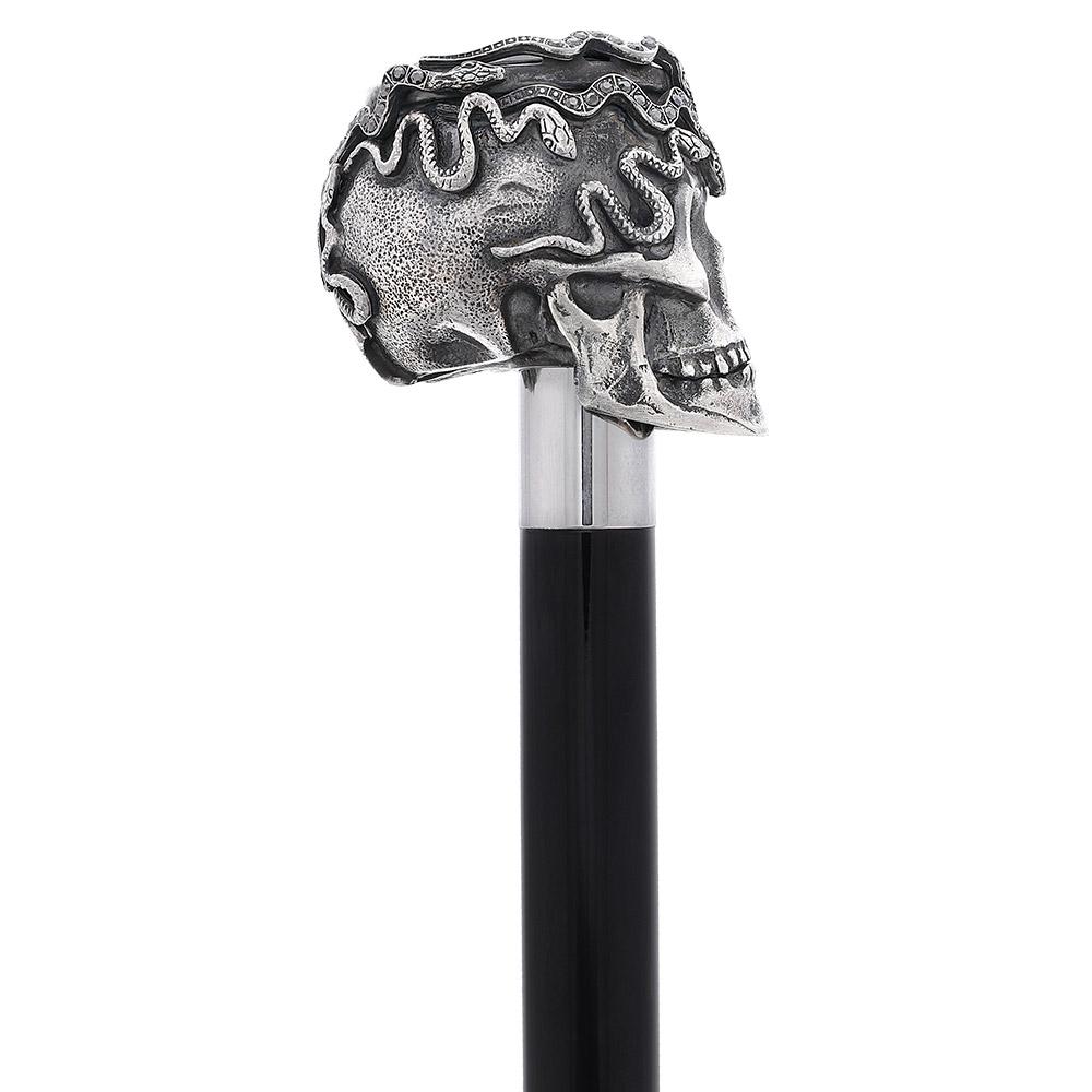 Italian Luxury: Skull & Snakes with Crystal Eyes, 925r Silver