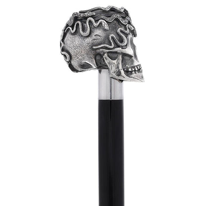 Italian Luxury: Skull & Snakes with Crystal Eyes, 925r Silver