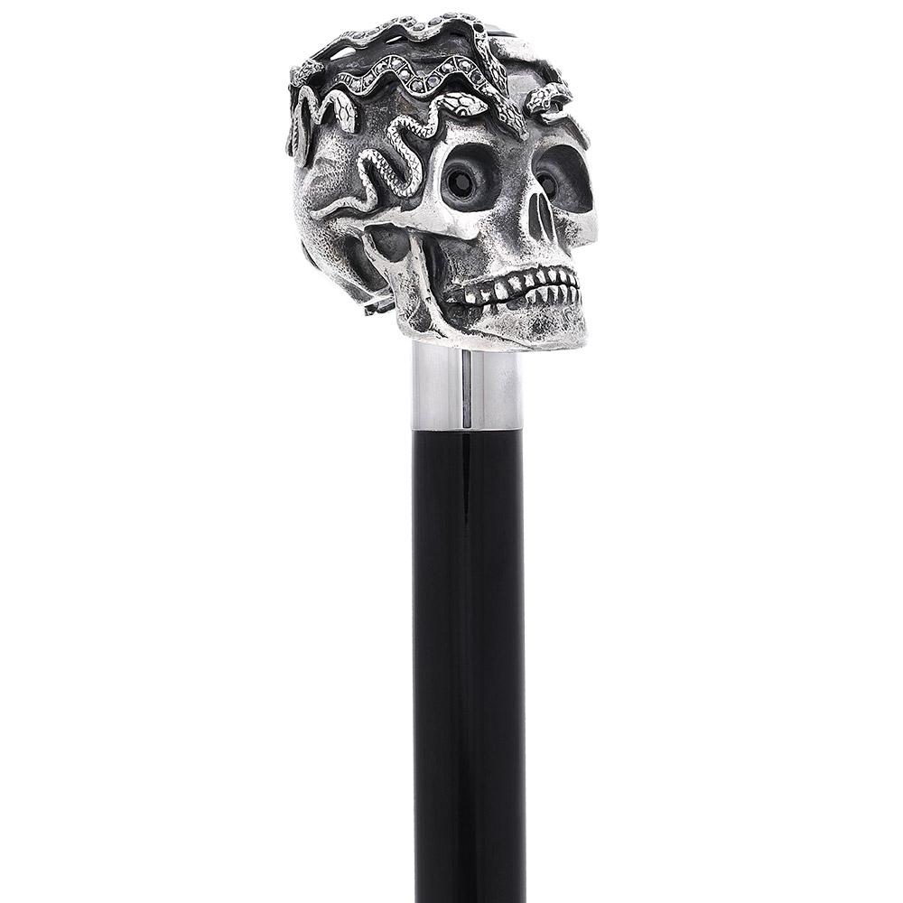 Italian Luxury: Skull & Snakes with Crystal Eyes, 925r Silver