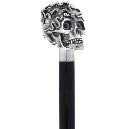Italian Luxury: Skull & Snakes with Crystal Eyes, 925r Silver