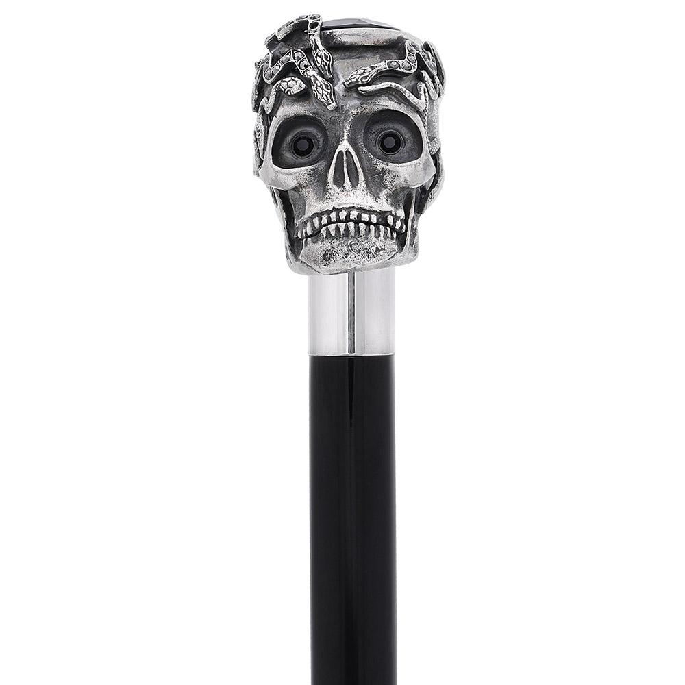 Italian Luxury: Skull & Snakes with Crystal Eyes, 925r Silver