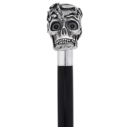 Italian Luxury: Skull & Snakes with Crystal Eyes, 925r Silver