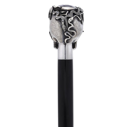 Italian Luxury: Skull & Snakes with Crystal Eyes, 925r Silver