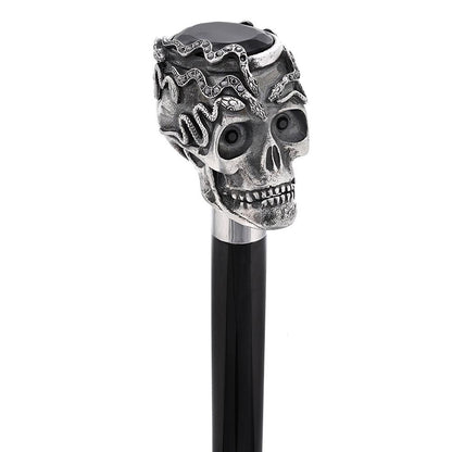 Italian Luxury: Skull & Snakes with Crystal Eyes, 925r Silver