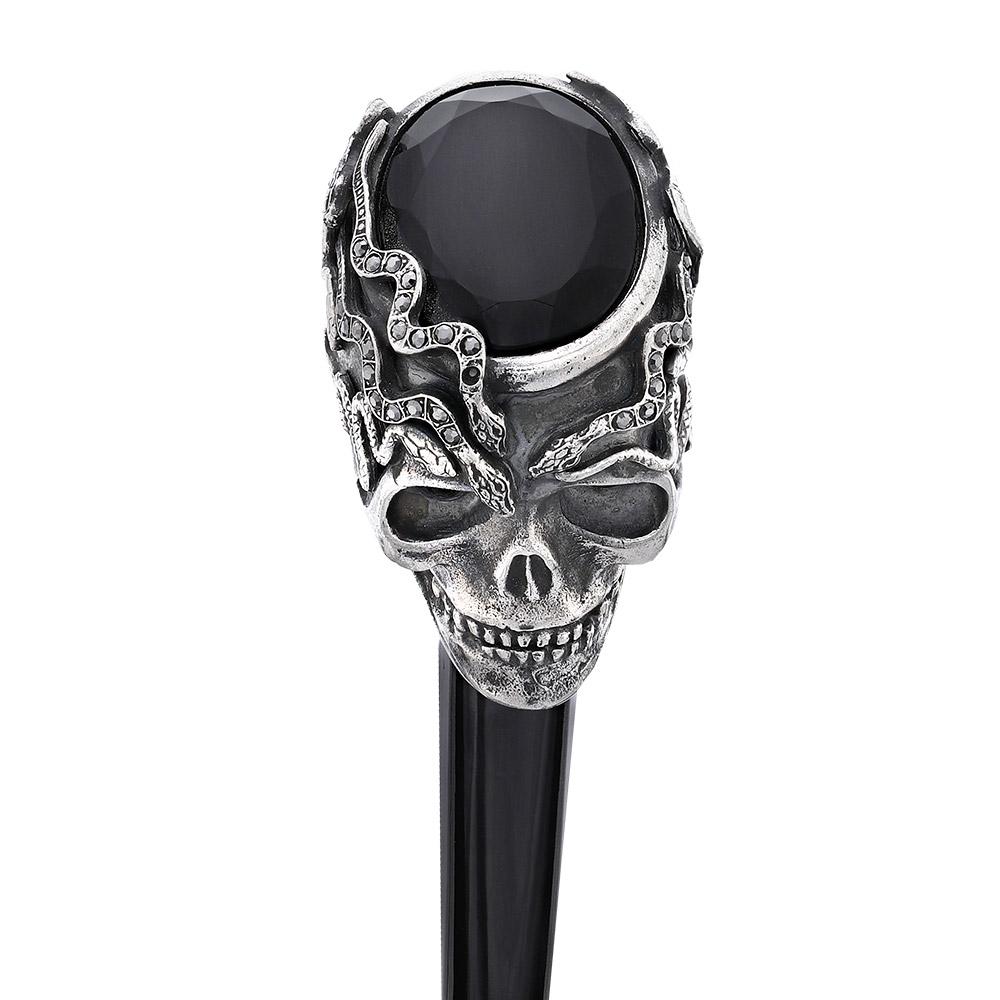 Italian Luxury: Skull & Snakes with Crystal Eyes, 925r Silver