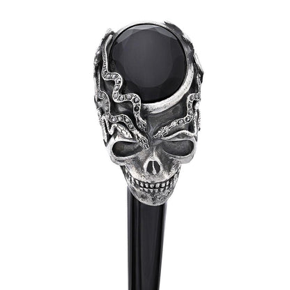 Italian Luxury: Skull & Snakes with Crystal Eyes, 925r Silver