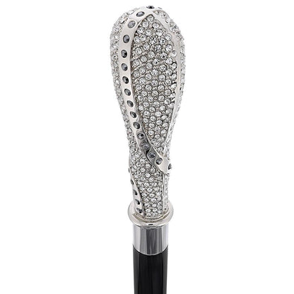 Opulent Italian: 925r Silver Cane w/ Extensive Swarovski Inlay