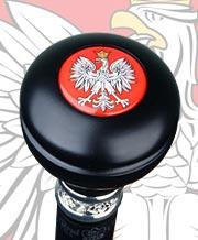Polish Eagle Emblem Knob Stick: Large Knob, Pewter Collar