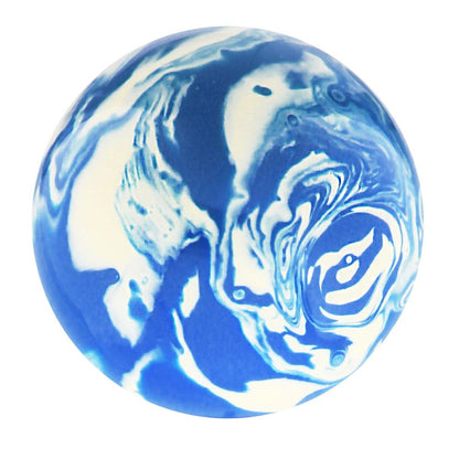 Blue & White Cream Swirl Round Knob Cane w/ Custom Wood Shaft & Collar