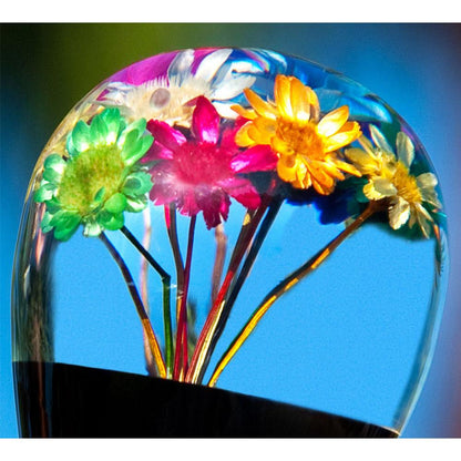 Real Dried Flower Clear Lucite Knob Stick: Beechwood Shaft