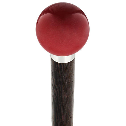 Red Candy Metallic Knob Cane - Personalize Wood Shaft & Collar