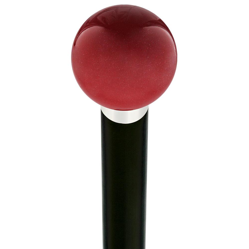 Red Candy Metallic Knob Cane - Personalize Wood Shaft & Collar
