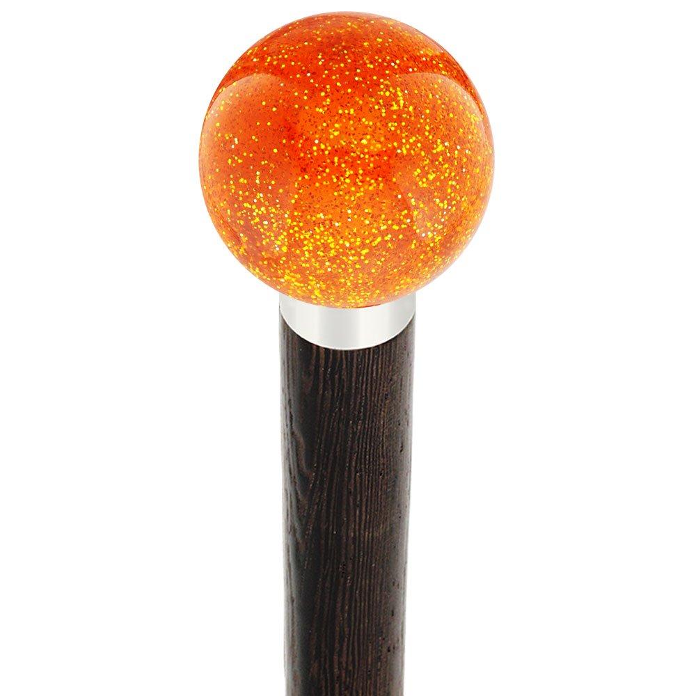 Sparkling Amber Knob Cane - Custom Wood Shaft & Collar