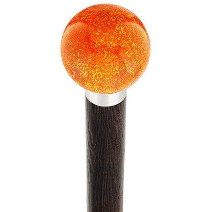Sparkling Amber Knob Cane - Custom Wood Shaft & Collar