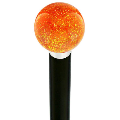 Sparkling Amber Knob Cane - Custom Wood Shaft & Collar
