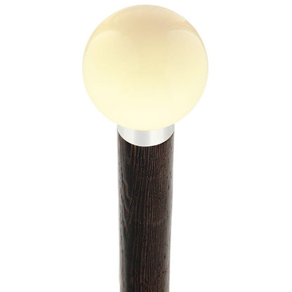 Vanilla Ivory Round Knob Cane w/ Custom Wood Shaft & Collar