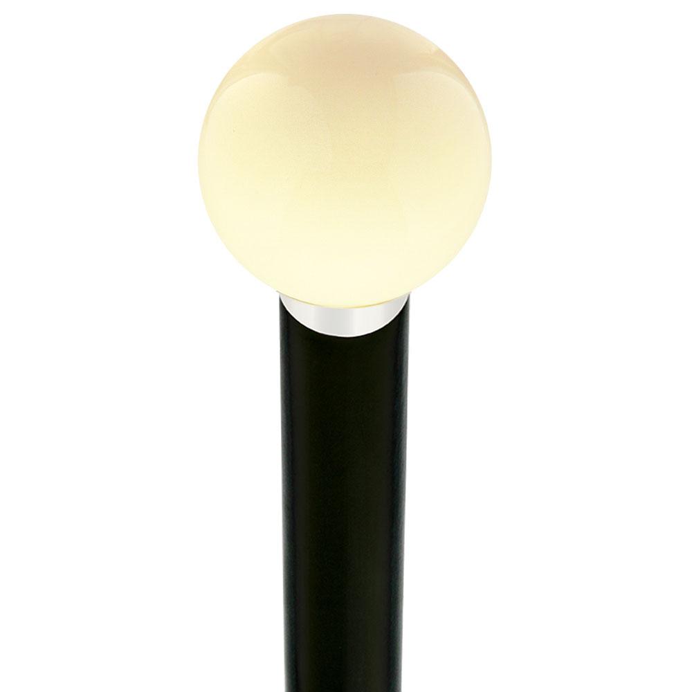 Vanilla Ivory Round Knob Cane w/ Custom Wood Shaft & Collar