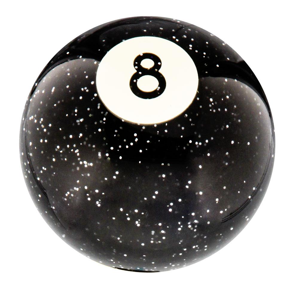8 Ball Black Sparkle Round Knob Cane w/ Custom Wood Shaft & Collar