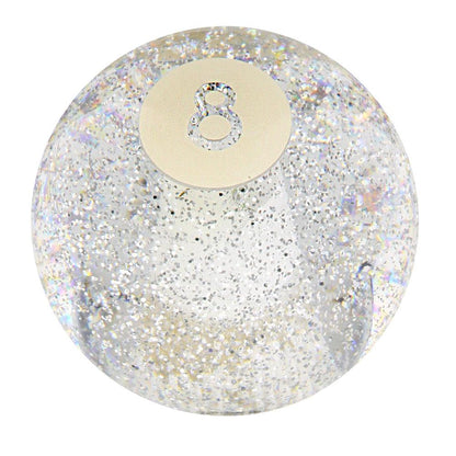 8 Ball Clear Sparkle Round Knob Cane w/ Custom Wood Shaft & Collar