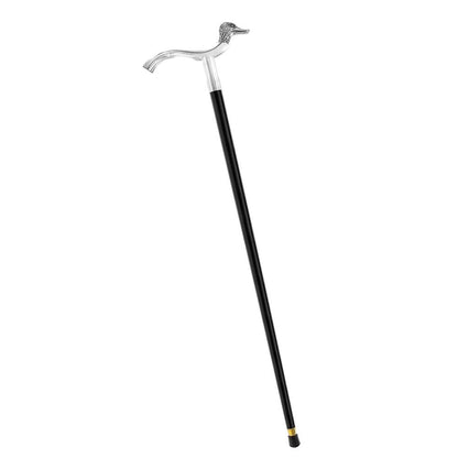 Scratch and Dent Silver 925r Duck Head Fritz Handle Walking Cane with Black Beechwood Shaft and Collar V2128