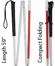 Sight Sensing Blind Stick - 4-Section Folding Reflective