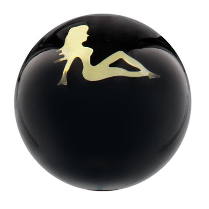 Mudflag Trucker Girl Black Round Knob Cane w/ Custom Wood Shaft & Collar